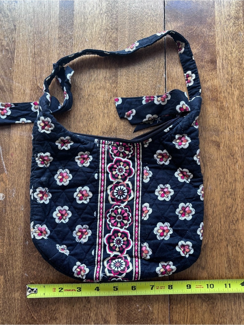 Vera Bradley Quilted Floral Bag in Black and Pink